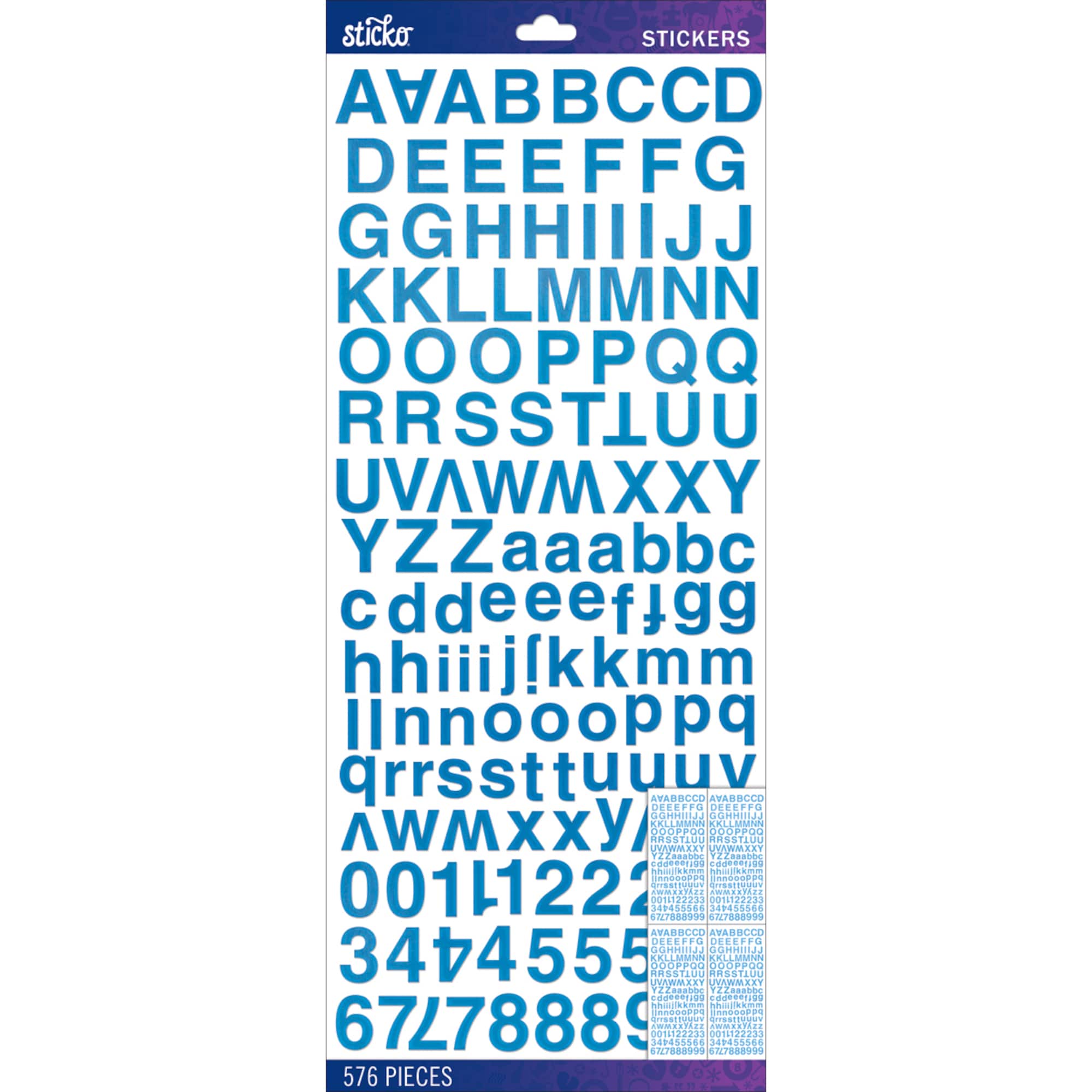 Sticko® Blue Foil Helvetica Standard Alphabet Stickers